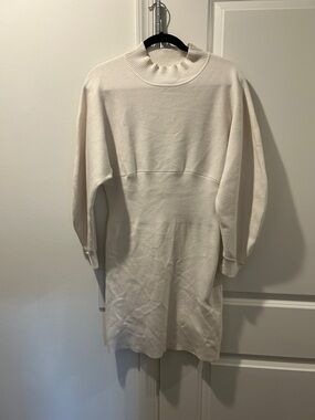 Modern Citizen Cream Ribbed Mock-Neck Sweater Dress